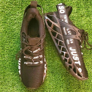 Womens Just So So Sneakers Black and White Lettering Size Eur 38 US 7.5